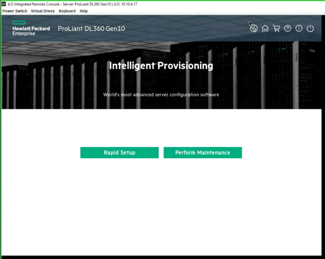 rapid setup in intelligent provisioning