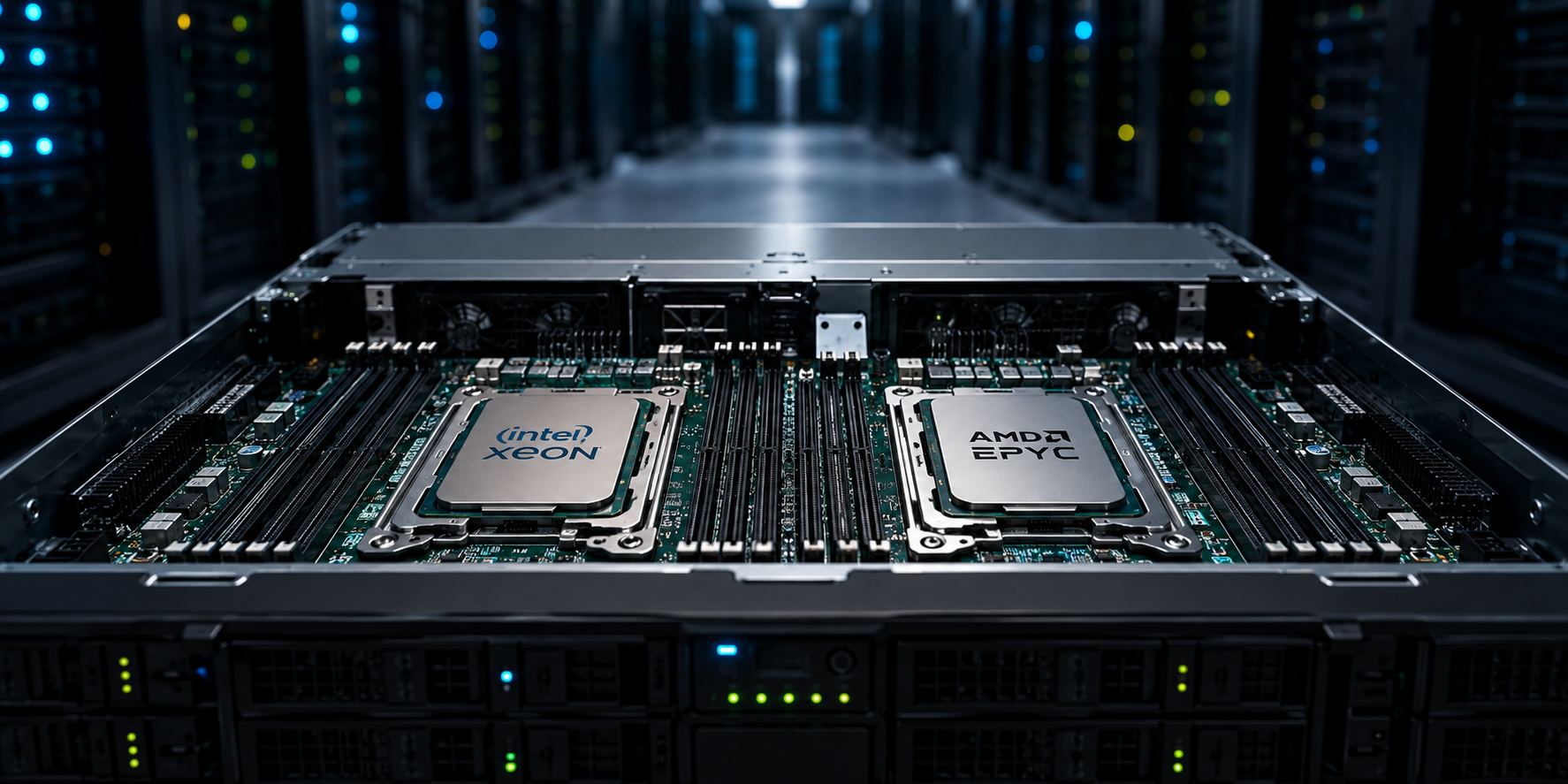 مقایسه Intel Xeon و AMD EPYC در سرورهای سازمانی 2U | کدام برای دیتاسنتر بهتر است؟