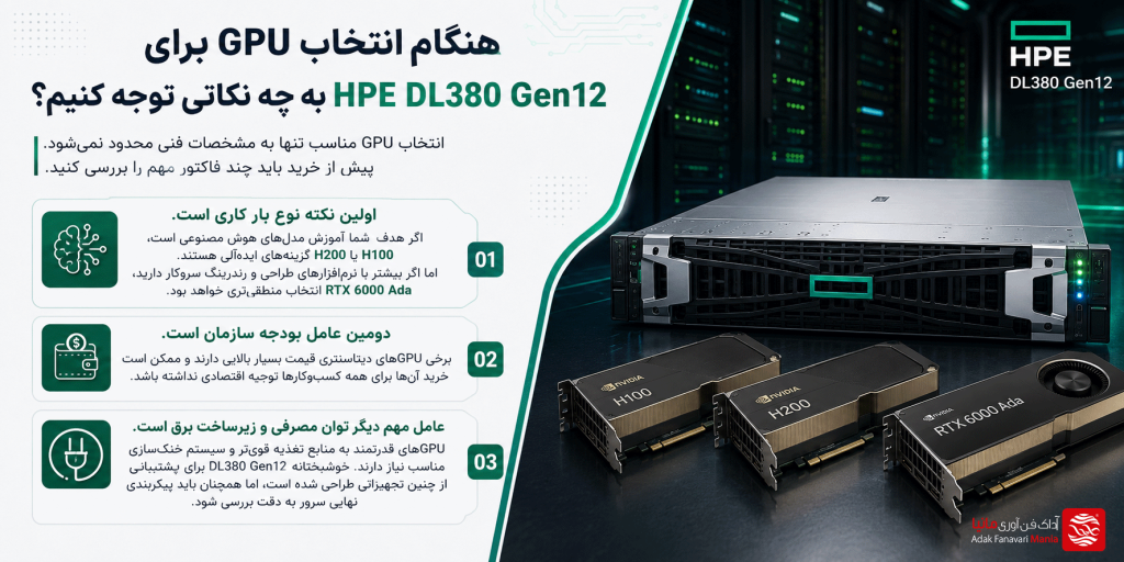 نکات هنگام خرید کارت گرافیک برای hpe dl380 gen12